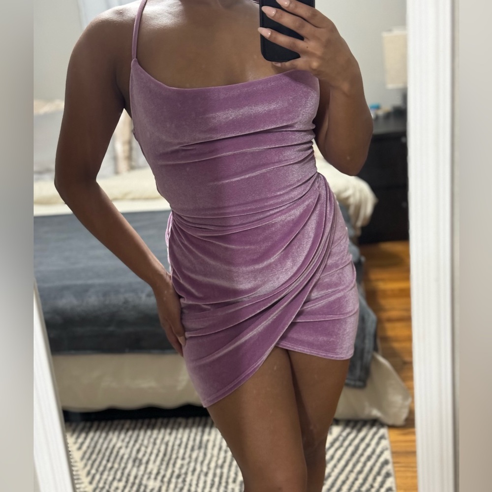 Lucy In The Sky Cowl Neck Velvet Mini Dress
